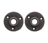 FANERS 2X 1/2 inch Black Cast Iron Pipe Fittings Floor Flange BSP Threaded