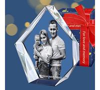 Fanery Sue Custom 3D Photo Engraved Crystal, 3D Laser Etched Crystal, Make Your Own Personalized Gift, Memorial Customized Gift for Birthday Anniversary(Iceberg shaped)