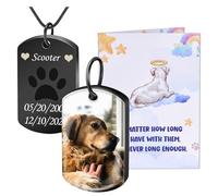 Fanery Sue Personalized Ash Necklace for Dog, Custom Photo&Text Customized Cremation Jewelry Memorial Pet Urn Necklace for Ashes (Black Dog tag - Full Color Image)
