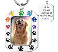 Fanery Sue Pet Ashes Necklace Personalized Locket Picture & Quate Dog Memorial Gifts for Loss of Dog/Cat Rainbow Bridge Urn Cremation jewelry Pets Loss Sympathy Gift Keepsake Lockets for Women