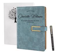 Fanery Sue Refillable Writing Personalized Journal Cover for Men & Women Faux Leather Hardcover A5 with Magnetic Buckle - No Refill Page Included (Sky Blue)