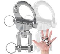 Faneta Stainless Steel 316 Swivel Eye Snap Shackle - Marine Grade Quick Release Jaw Swivel Sailboat Shackles - Marine Boat Sailing Rigging - for SCBA Mask & Spinnaker Halyard - Pack of 2 (3.5 inch)