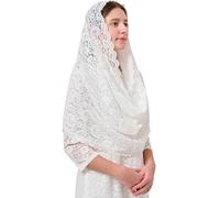 FANFAN Lace Infinity Chapel Veil Infinity Veil for Women Catholic Mother Mary Mantilla Prayer Ceremony Accessories Y087, Ivory, One Size