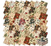 Fanfanwin 100 Pcs 10 x 10 Inch Vintage Christmas Quilting Fabric Christmas Fat Squares Patchwork Strips Santa Red Cardinal Precut Fabric Bundles for Xmas Handmade Crafting DIY Craft Sewing Material