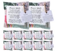 Fanfanwin 12 Pcs Mini Prayer Quilt with Cross Inside, Bulk Vintage Scripture Prayer Quilt Squares Christian Gifts for Women Father's Day Pastor Appreciation Sympathy Gifts(Classic)