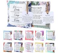 Fanfanwin 12 Pcs Mini Prayer Quilt with Cross Inside, Christian Vintage Pocket Scripture Prayer Quilt Squares Sympathy Gifts for Women Clergy Pastor Father's Day Appreciation Favors(Mixed)