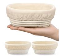 Fanfanwin 2 Pack Oval Bread Proofing Baskets with Liners 6.5 * 4.7 Inch Banneton Baskets Dough Proofing Bowls for Home Sourdough Bread Baking Supplies