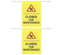 Fanfanwin 2 Pack Restroom Closed for Maintenance Sign Hanging Doorway Barricade Sign with Adjustable Pole Bright Yellow Hanging Doorway Safety Banner for Janitorial Use and Facility Maintenance