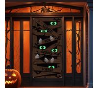 Fanfanwin 3D Halloween Door Decorations Cover Large Fabric Halloween Party Decorations Sign for Front Door Porch Party Supplies Indoor Outdoor, 35.4 x 70.9 Inches (Skeleton)