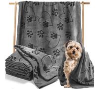 Fanfanwin 4 Pcs Dog Bath Towels 24 x 40 Inch Microfiber Quick Drying Dog Towel Pet Towels Absorbent Towels Pet Bathing Supplies Pet Ultra Drying Heart Paw Towels for Medium Dogs Puppy Cats Pets Shower