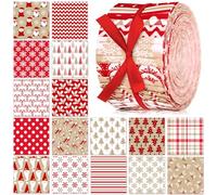 Fanfanwin 40 Pcs Hot Cocoa Christmas Quilting Fabric Roll 2.56 Inch Precut Fabric Squares Jelly Patchwork Snowflake Red Cardinal Plaid Strips Materials for Winter Xmas Holiday Craft Sewing Panels DIY