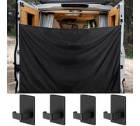Fanfanwin 7x6 ft Black Large Car Curtains Camper Van Rear Door Shower Curtains with Magnetic Hooks Adjustable Outdoor Shower Double Layer Changing Car Cover Truck Travelling