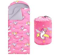 Fanfanwin Camping Sleeping Bag 3 Season Warm Cool Cold Weather Waterproof Sleeping Bag with Carry Compact for Adults Travelling Outdoors Camping Gear Equipment (Unicorn,Pink)
