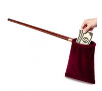 Fanfanwin Church Offering Bag with 30" Long Handle for Tithe Collection | Burgundy Velvet, Solid Wood Handle, Brass Connector, Secure Grip, Ideal for Ushers, Worship Services & Donations