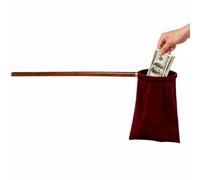 Fanfanwin Velvet Offering Bag with 30" Long Wooden Handle Tithe Collection Church Service Supplies for Worship Donation Ushers Religious Ceremony Burgundy Brass Connector
