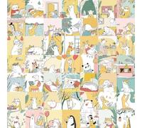 FANG-50 Pcs Cartoon Cute Animal Packaging Work Gift Series Stickers DIY Handbook Phone Case Waterproof PVC Sticker