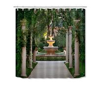 FANG2018 Garden fountain Roman column shower curtain bathroom Durable Fabric Mildew Bathroom Accessories Creative with 12 Hooks 180X180CM