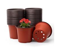 FANGCCC 100 Pack 15cm Extra Thick Plastic Plant Pots for Seeds and Cuttings | Flexible seedling nursery pots, drainage holes, for herbs, flowers, succulents and transplanting