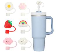 FANGCCC 6Pcs Silicone Straw Cover Cap, 10mm Dust-Proof, Food Grade, Reusable, Cute Drinking Straws Cover Tips for Stanley 40/30 Oz Tumbler