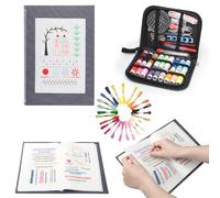 FANGCCC Embroidery Stitch Book Kit, Embroidery Kit for Beginners with Large Stitch Guide Book and Instructions, Threads, Needles, Tools and Portable Zip Case for DIY Projects