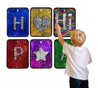 FANGCCC Sensory Wall Sequin Fabric Mats, 6 Pack Reversible Sequin Sensory Tiles for Kids, Tactile Sensory Wall Panels for Sensory Room, Classroom & Home, Colourful Flip Sequin Mats