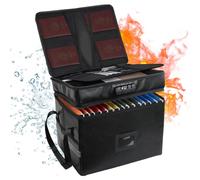 Fangehong Fireproof Document Box Lockable 2000℉, 42x35.5x32.7cm Document Organizer, Portable Filing Case with Handle, Waterproof File Organiser, Fire Safety Storage Boxes for House Deeds (B)