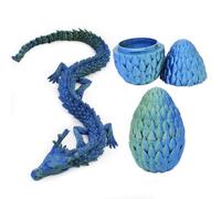 FANGHENG 3D rhombus Articulating Gemstone Crystal Dragon Egg Figurine Executive Desk Toy Removable Mystery Easter Toy,Home Office Decor (Laser Blue Green)