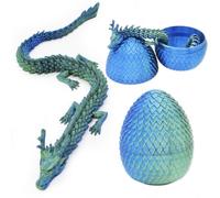 FANGHENG 3D rhombus Articulating Gemstone Crystal Dragon Egg Figurine Executive Desk Toy Removable Mystery Easter Toy,Home Office Decor (Laser Blue)