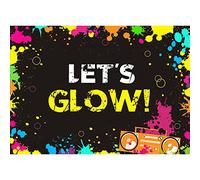Fanghui Let's Glow Splatter Photography Backdrops Glow Party Decoration Supplies Photo Booth Studio Props Vinyl Black Background 7x5ft