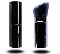 FANGHUIER Kabuki Retractable Makeup Brush, Blusher Brush for Cheeks, Liquid Foundation & Travel Makeup Brushes (Aluminum Tube, Black)