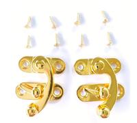FANGHUIER Vintage Latch Box Clasp with Turn Button Lock, Zinc Alloy, 2 Pcs, 32x28mm, for Storage Boxes, Cabinets, Doors (Golden)