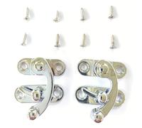 FANGHUIER Vintage Latch Box Clasp with Turn Button Lock, Zinc Alloy, 2 Pcs, 32x28mm, for Storage Boxes, Cabinets, Doors (Silver)