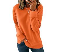 FANGJIN Women's sweatshirts Halloween Orange Long Sleeve Solid Color Warm Crewneck Tops for Women UK Winter Fashion Sweatshirts for Women Size XL