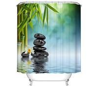Fangkun Shower Curtain Art Bathroom Decor Set - Waterproof Polyester Fabric Zen Stone Garden Rocks Spa Design Bath Curtains - 12pcs Shower Hooks - 72 x 72 inches