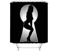 Fangkun Shower Curtain Art Bathroom Decor - Sexy Naked Woman Silhouette Waterproof Polyester Fabric Bath Curtains Set - 12pcs Shower Hooks - Black and White 72 x 72 inches