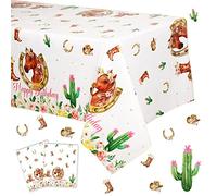 Fangleland 2 Pack Horse Themed Tablecloths, Wild Racing Horse Western Cowgirl Table Covers, Pink Tablecloth Birthday Party Decorations for Girls