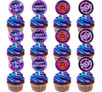 Fangleland 36 Pieces Laser Tag Cupcake Toppers for Girls - Laser Tag Birthday Party Decorations, Happy Birthday Dessert Table Cake Decors Picks Party Favors Supplies