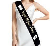 Fangleland Black Gold Las Vegas Theme Bachelorette Sash, Vegas Before Vows Bridal Shower Sash Casino Wedding Engagement Decor Poker Dice, Vegas Gambling Party Bride to Be Decorations