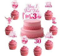 Fangleland Disco Cowgirl 30th Birthday Cake Decorations, Western Cowgirl Rodeo Cake Topper Man I Feel Like I'm 30 Cupcake Picks For Women Thirty Year Old Party