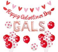 Fangleland Galentines Day Party Decorations Be My Galentine Theme Ladies Celebration Decor Happy Galentine’s Day Banner Red Lips Balloon Heart Garland