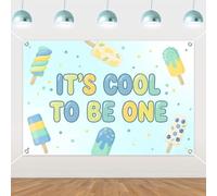 Fangleland Ice Pop 1st Birthday Backdrop 5x3 ft, It's Cool to Be ONE Backdrop Summer Hawaii Theme Photography Background, Pastel Blue Green Ice-Cream 1 Year Old Party Supplies