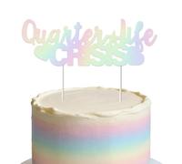 Fangleland Quarter Life Crisis Cake Topper, Iridescent Happy 25th Birthday Cake Decoration Funny Cheers to 25 Years Old Anniversary Party Supplies for Women