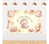 Fangleland She'll Be Here Soon Backdrop, Pink Shell Baby Shower Decor 5x3ft