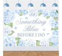 Fangleland Something Blue Before I Do Backdrop 5x3ft, Dusty Blue Hydrangea Bridal Shower Decoration Flower Photo Background for Wedding Engagement Bachelorette Party Supplies