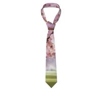 FANGLIYN Men'S Silk Tie, Cherry Blossom Printed Tie, 3.15 Inches Wide, For Business, Birthday, Wedding, Banquet Party