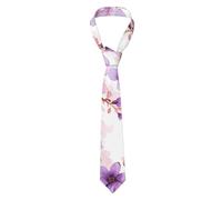 FANGLIYN Men'S Silk Tie, Framing Lilac Flowers In Blossom Printed Tie, 3.15 Inches Wide, For Business, Birthday, Wedding, Banquet Party