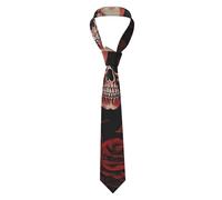 FANGLIYN Men'S Silk Tie, Skull Rose Printed Tie, 3.15 Inches Wide, For Business, Birthday, Wedding, Banquet Party