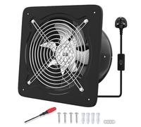 FanGoFast 10 Inch/250mm Kitchen Exhaust Fan 1680m³/h Metal Extractor Fan with UK Plug Low Noise Stainless Steel Ventilation Fan for Warehouse Home Restaurant Garage (Black, 250mm)