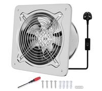 FanGoFast 8 Inch/200mm Kitchen Exhaust Fan 980m³/h Metal Extractor Fan with UK Plug Low Noise Stainless Steel Ventilation Fan for Warehouse Home Restaurant Garage (Silver, 200mm)