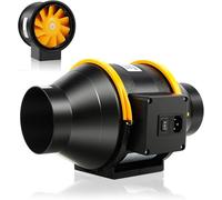 FanGoFast Inline Extractor Fan 100mm/4 inch with Adjustable Speed Controller and UK Plug, Quiet Ventilation Fan for Bathroom, Kitchen, Office, Grow Rooms (Black, 100mm)